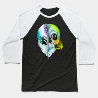 Rainbow Alien Skull Baseball T-Shirt